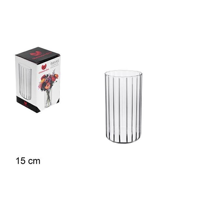 VASO IN BOROSILICATO A RIGHE 15 CM